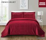Simon Baker - French Velvet Bedspread Set - Maroon Various Sizes - Queen - 250CM X 270CM Bedspread + 2 Pillowcases 50CM X 70CM