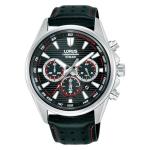 LORUS Men's Black Leather Sport Chronograph Watch