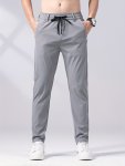 Men's Solid Quick-drying Pants With Pockets Casual Breathable Regular Fit Trousers For Outdoor Activities Daily Wear For Spring