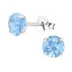 Jenna-lee 925 Sterling Silver Birthstone Jan-dec Cz Earrings Size: 6MM - December Cz Sky Blue
