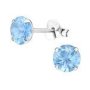 Jenna-lee 925 Sterling Silver Birthstone Jan-dec Cz Earrings Size: 6MM - December Cz Sky Blue