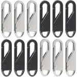 12PCS Zipper Pull Replacement Metal Zipper Pull Tabs Detachable Zipper Repair Kit For Luggage Backpacks Purse Silvery Black