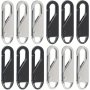 12PCS Zipper Pull Replacement Metal Zipper Pull Tabs Detachable Zipper Repair Kit For Luggage Backpacks Purse Silvery Black