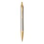 Im Premium Medium Nib Ballpoint Pen Warm Silver With Gold Trim Blue Ink - Presented In A Gift Box