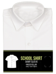 Boys White Short Sleeve Primary School Raised Collar Shirt - 5 6 White