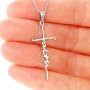 1PC New Stainless Steel Christian Cross Faith Word Church Prayer Religious Pendatn Necklace