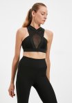Tulle Detailed Support Sports Bra - Black