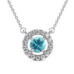 DESTINY Petal March aquamarine Birthstone Necklace With Swarovski Crystals