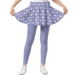 Cndexd Girls Polka Dots Yoga Pants With Skirt 2 In 1 High Waisted Novelty Athletic Flowy Skirt Leggings For Kids Golf 5-14Y Acti
