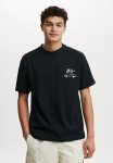 Cotton On Box Fit Graphic T-Shirt - Black members Club White