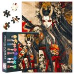 1000 Pieces For Adults Jigsaw Puzzles Skull And Girl Anime Style Female Warrior Puzzle Japanese Samurai And Monsters Challenge I