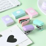 1 Set Small Fresh Macaron Office Supplies Small Box Long Tail Clip Stapler Paper Clip Binding Combination