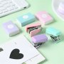 1 Set Small Fresh Macaron Office Supplies Small Box Long Tail Clip Stapler Paper Clip Binding Combination