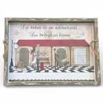 Rustic Wooden Serving Tray With Rope Handles - Countryside Nostalgia Design
