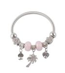 Stainless Steel Coconut Tree & Heart Charm Bracelet