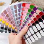 Solid Color Plastic Gel Nail Stickers Long-lasting - Available In Multiple Colors