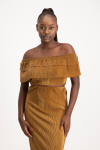 Laura Plisse Off-shoulder Top - Toffee - M