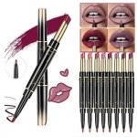 16 Color Matte Lip Liner And Lipstick Double Ended Lip Pen Nude Makeup Tool Long Lasting Color Rendering Waterproof Lip Cosmetic