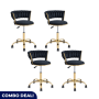 Set Of 4 Stylish Gold Frame Bar Chairs With Wheels Available In 3 Colours