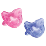 Chicco Soother Physio Soft Girl SILICONE:12MONTHS+ 2PC Pink Or Purple & Clear