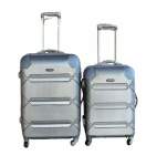 Platinum Smte Le Emporer Lightweight 2 Piece Luggage Set Suitcase With Corner Protectors Silver With Keychain