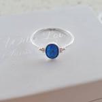 Asia 925 Sterling Silver Pacific Blue Sn Opal Ring - Size 8