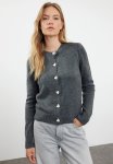 Jewel Button Jacket Style Knitwear Cardigan - Anthracite