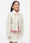 Teddy-collared Jacket - Light Beige Striped