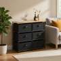 Essential Fabric Chest Of Drawers 6 Drawer Oak & Black
