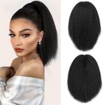 30.48 Cm Claw Clip Kinky Straight Ponytail Extensions For Women Fluffy Kinky Ponytail Synthetic Yaki Ponytail For Women Clip In