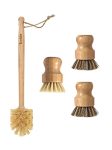Ecolulu Bamboo Dish Brush Set & Wood Bottle Brush For Wide Mouth Bottles Cups And Jars 4 Units Total Wooden Dish Brush Biodegrad