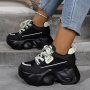 Women's Platform Chunky Sneakers Trendy Heightening Low Top Sports Shoes Fashion Lace Up Trainers