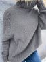 Solid Turtle Neck Loose Pullover Sweater Casual Long Sleeve Raglan Shoulder Sweater Women's Clothing