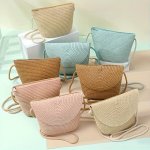 Cute Casual Handbag For Women - Durable Woven Rattan Crossbody Bag With Hook & Loop Closure Lightweight Unlined Wet Wipe Clean S