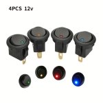 4PCS On off 12V Round Rocker Dot Waterproof LED Light Luminescence Toggle Switches Car Accessories