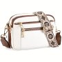 Chic Vintage-Inspired Crossbody Bag For Women - Vegan Faux Leather Solid Color Detachable Strap Zip Closure Polyester Lined