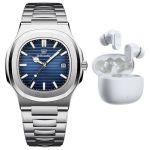 Black-gold Men's Quartz Watch Bluetooth Earbuds Gift Set