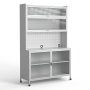 Steel 6-TIER Cupboard Bakers Rack Cart Kitchen Storage Cabinet 100CM Width - White