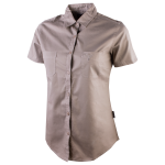 Ladies Casual Short Sleeve Plain Pocket Blouse Stone - 2XL