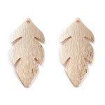 14K Gold Plated Feather Pendant 29.5X13X0.5MM 4PCS