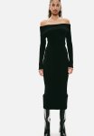 Rib-knit Off-the-shoulder Dress - Black