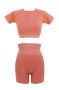 Women Matching Gym Yoga Set Workout Seamless High Waist Short Top - 2 Piece