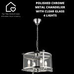 Polished Chrome Metal Chandelier With Clear Glass - 4 Lights