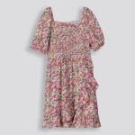 GIRLS Mock Wrap Dress - 10 Multi