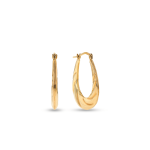 Sterling Silver & Yellow Gold Oval Swirl Creole Earrings