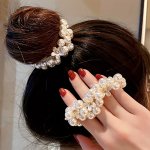 1PC Elegant Faux Pearl Flower Hair Ties Simple Beaded Ponytail Holders Sweet Style Hair Accessories For Women Cute Bun Accessori