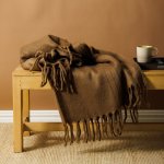 Woollen Blend Blanket Throw Chocolate