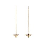 Sluynz 925 Sterling Silver Bumble Bee Dangle Earrings For Women Threader Earrings Chain 18K Gold Plated