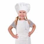 Crjhns Kids Apron And Chef Hat Set Adjustable Cotton Child Aprons With Large Pocket White Girls Boys Kitchen Bib Aprons For Cook