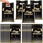 Supervitae 100 Pcs Happy Retirement Plastic Gift Bags Retirement Party Favor Bags Bulk With Handles For Men Women Office Coworke